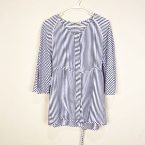 Caractere Blue Striped Button Down Blouse